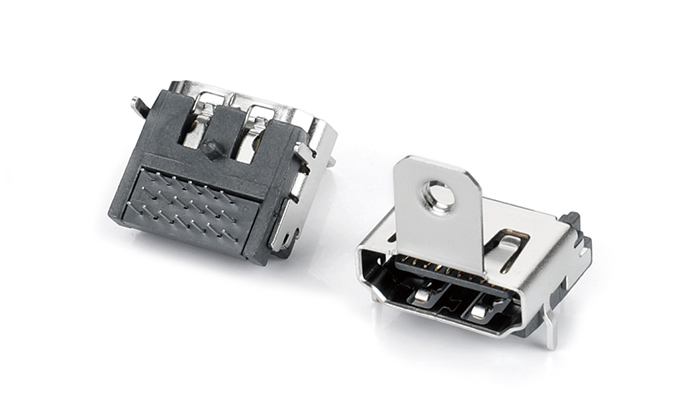 HDMI® AF 三排DIP（有柱）前脚外撑，带锁片H6.2 HAF19L-11BN-G1P0