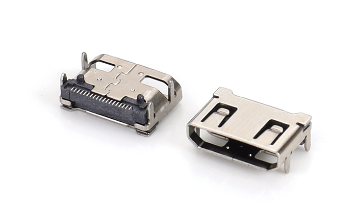 HDMI MINI Type C 铜壳直脚两正向弹片 HCF19U-11BN-11R0